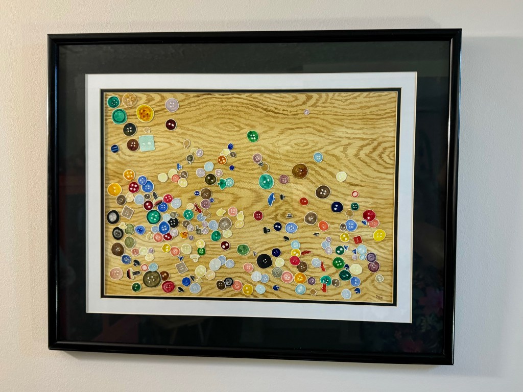 "Things my grandmothers kept" painting framed and hung